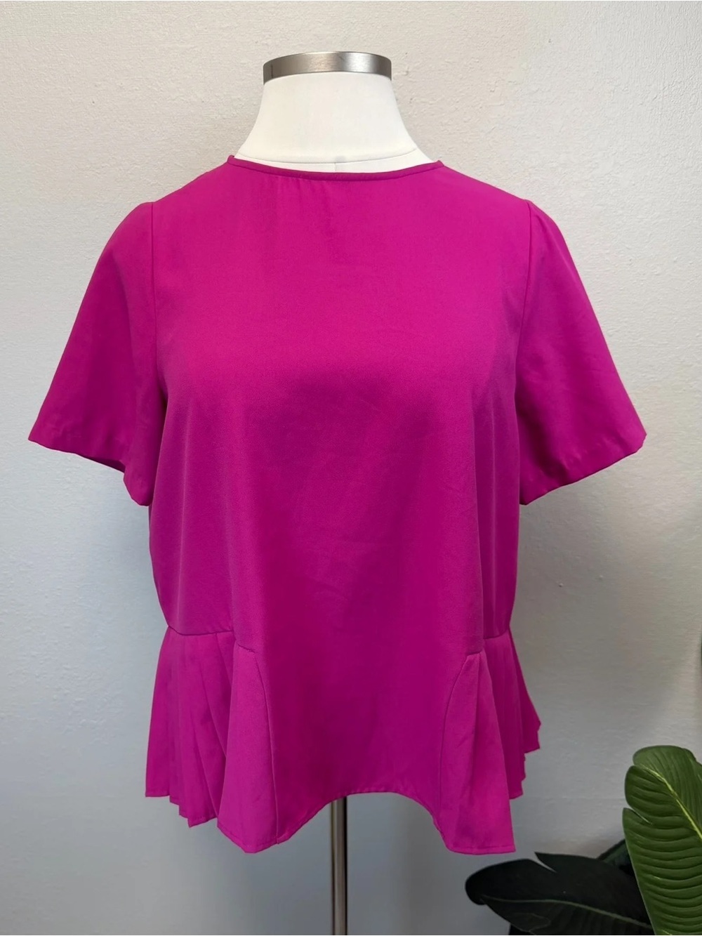 ELOQUII Pink Pleated Hem Peplum Top - Size 14